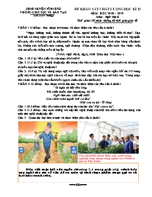 Đề khảo sát chất lượng học kỳ II môn Ngữ văn Lớp 8 - Năm học 2018-2019 - Phòng giáo dục và đào tạo huyện Vĩnh Bảo (Có đáp án)